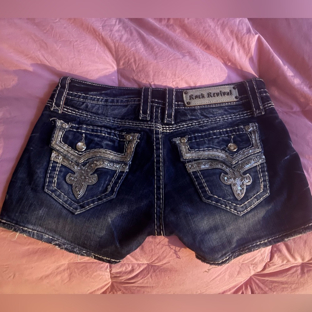 Rock Revival KAI Shorts Silver Sequin Pockets